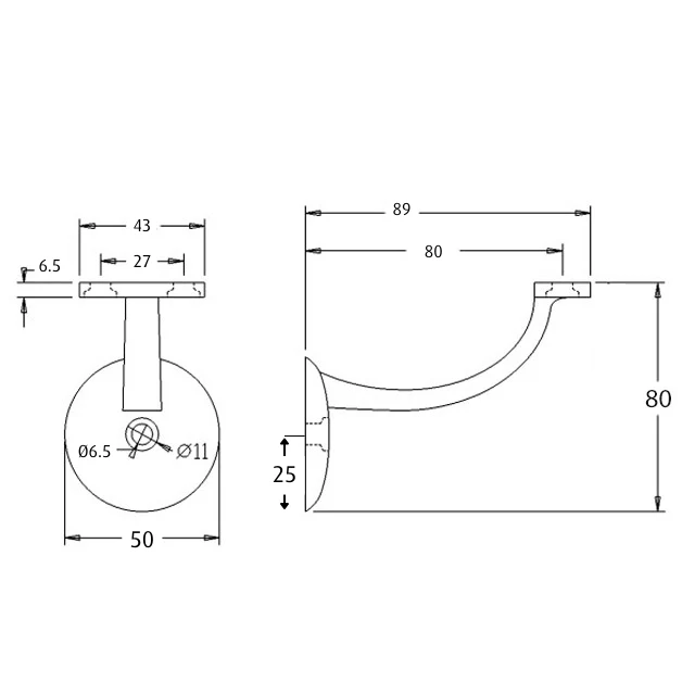 80mm Budget Handrail Bracket (White) - Image 2