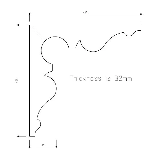 Verandah Bracket No.4 400x400x32mm - Image 3