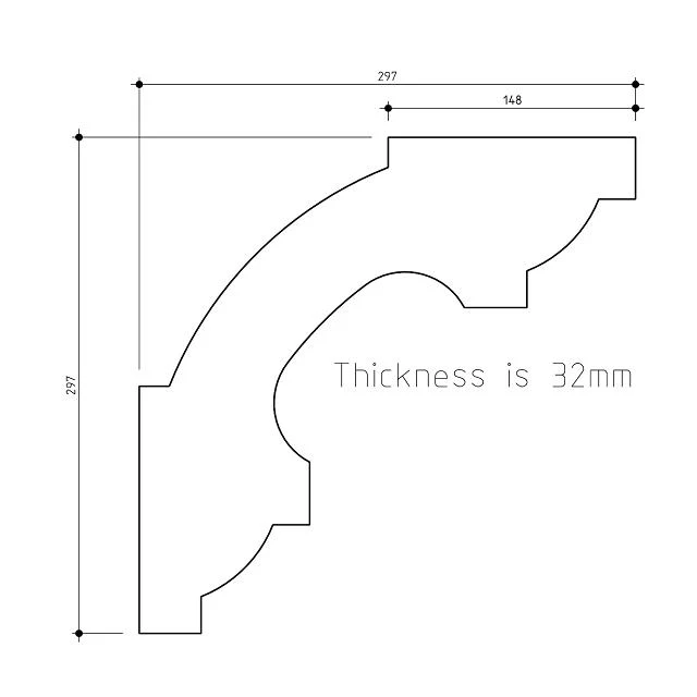 Verandah Bracket No.9 297x297x32mm - Image 3