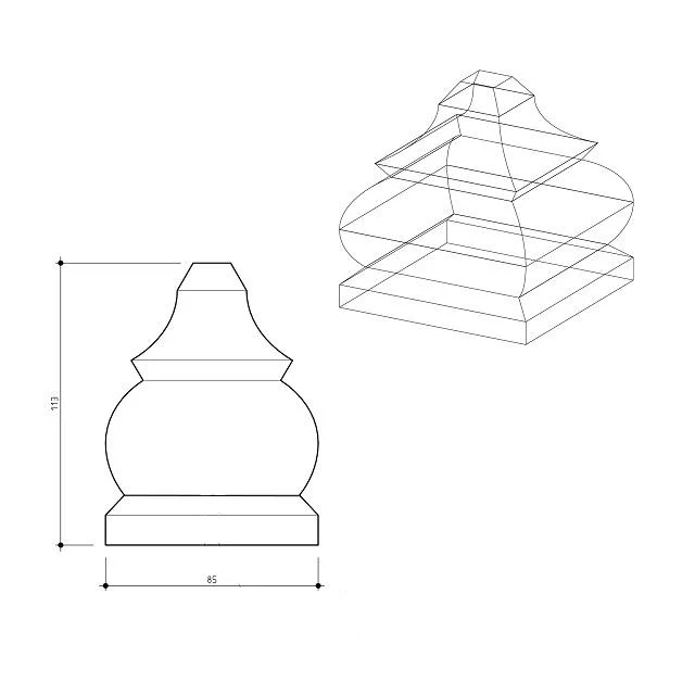 Square Windsor Fence Post Capitals 85sq - Image 3