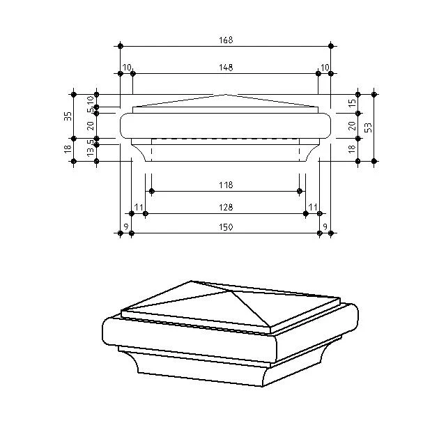 Pyramid Fence Post Capitals for 115sq Post - Image 3