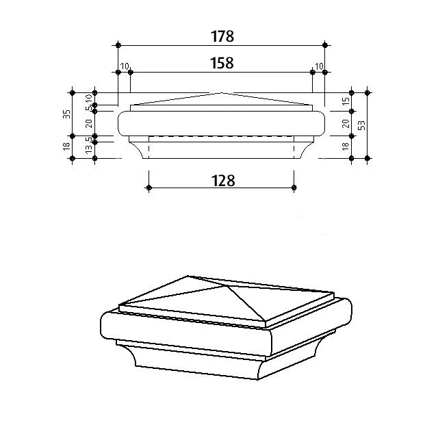 Pyramid Fence Post Capitals for 125sq Post - Image 2
