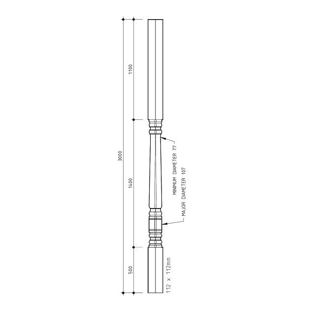 Square Turned Verandah Posts 3000x112sq - Image 3