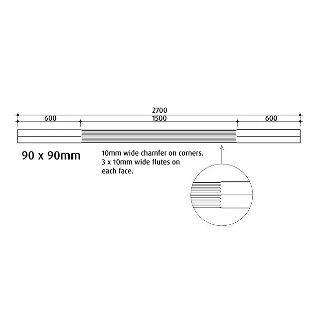 Fluted and Chamfered Verandah Posts 2700x90sq - Image 4
