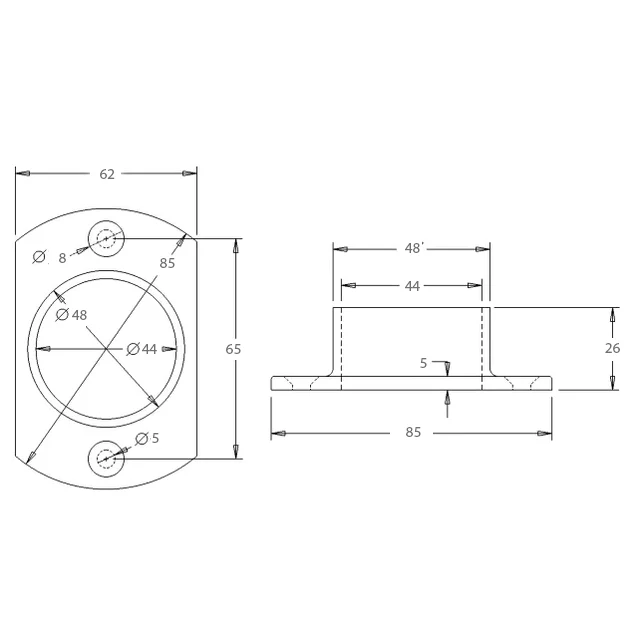 Designer Rail - 43mm diam - Oblong Base Plate (Satin) - Image 2