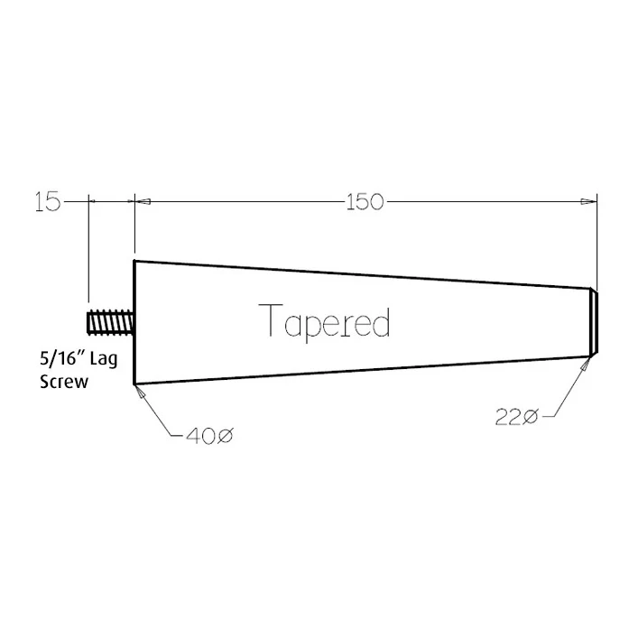 150mm Mid-Century Tapered Leg (Oak) - Image 3