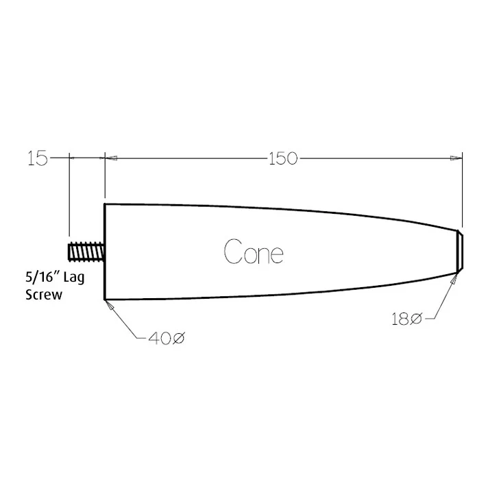 150mm Mid-Century Cone Leg (Oak) - Image 3