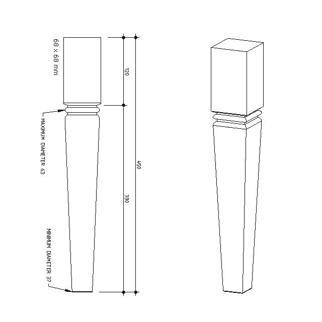 450x68sq Square Richmond Coffee Table Legs - Image 2