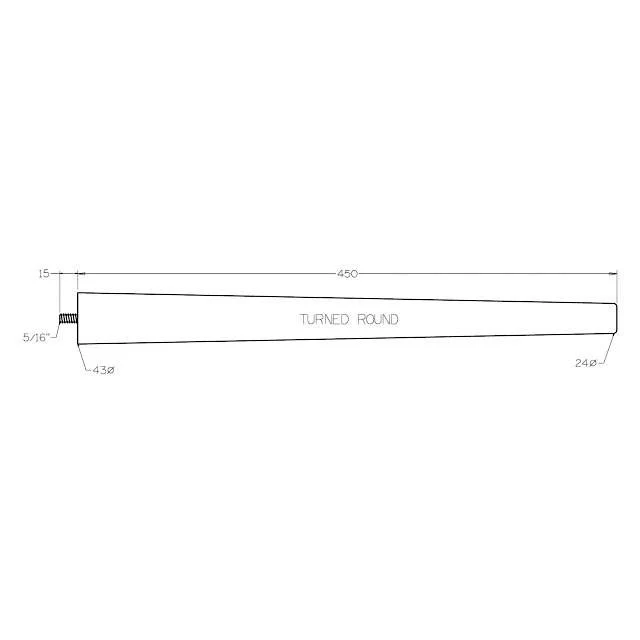 450mm Slim-Line Turned Furniture Legs (Oak) - Image 3