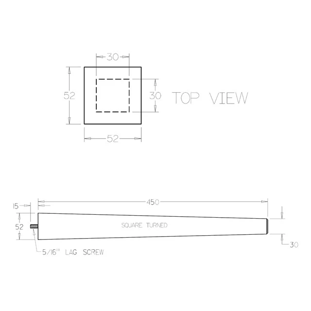 450mm Square-Line Furniture Legs (Oak) - Image 3