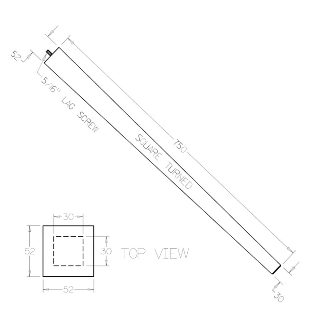 750mm Square-Line Furniture Legs (Oak) - Image 3