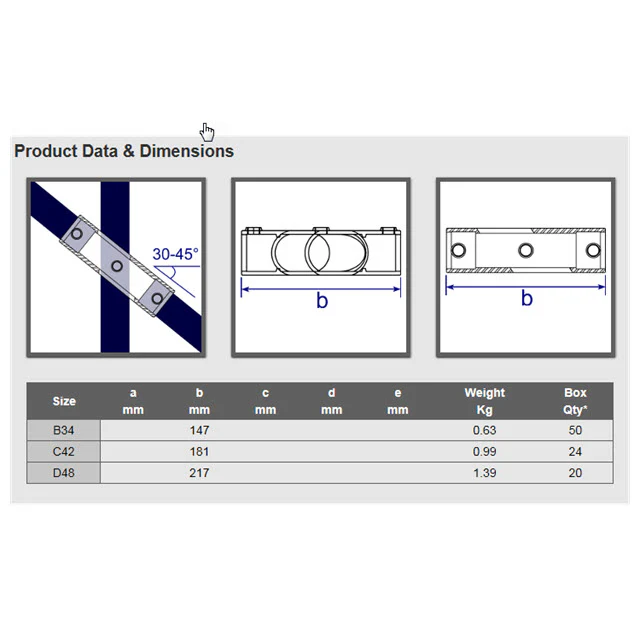 Adjustable Cross (30-45 degrees) for 42mm Galvanised Pipe - Image 2