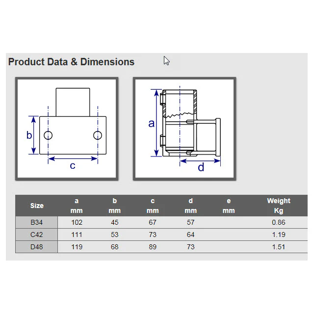 Upright Side Support (Horizontal Base) for 48mm Galv Pipe - Image 2