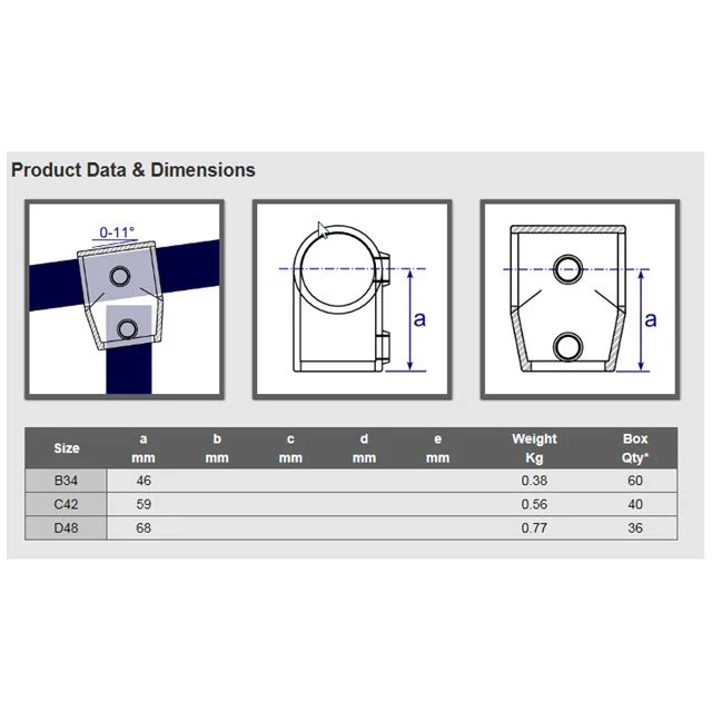 Sloping Short T (0-11 degrees) for 34mm Galvanised Pipe - Image 2