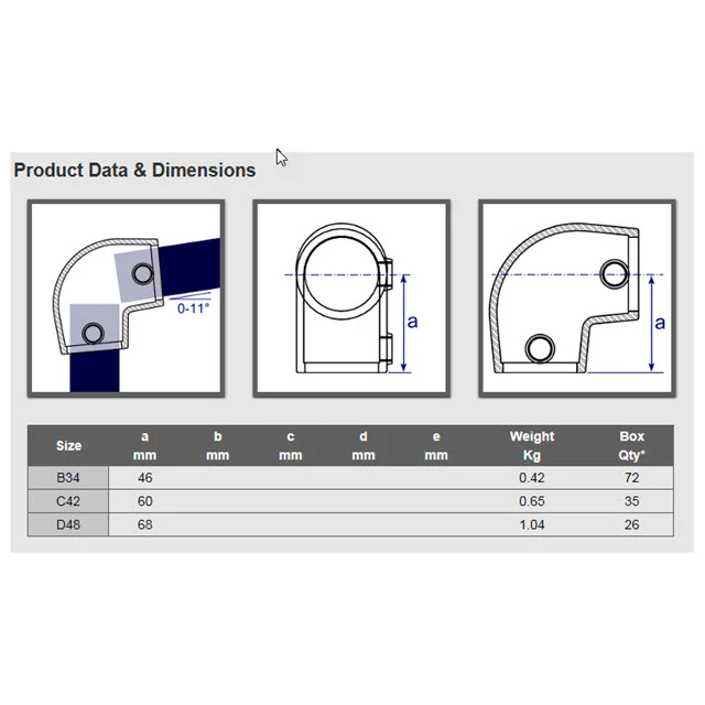 Sloping Elbow (0-11 degrees) for 42mm Galvanised Pipe - Image 2