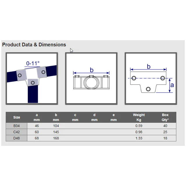 Sloping Long T (0-11 degrees) for 42mm Galvanised Pipe - Image 2