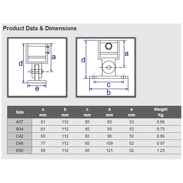 Adjustable Angle Wall Fixing for 48mm Galvanised Pipe - Image 2