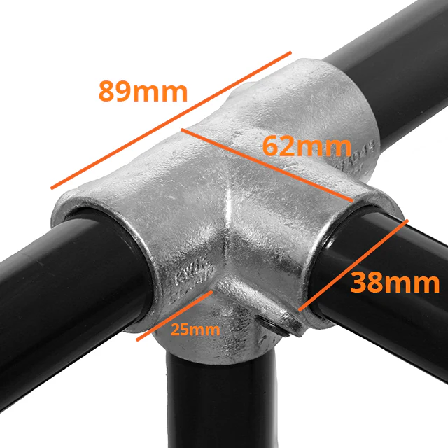 3-Ways Centre T for 27mm Galvanised Pipe - Image 2