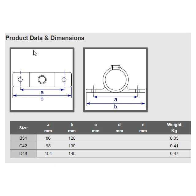 Double Lugged Bracket for 48mm Galvanised Pipe - Image 2