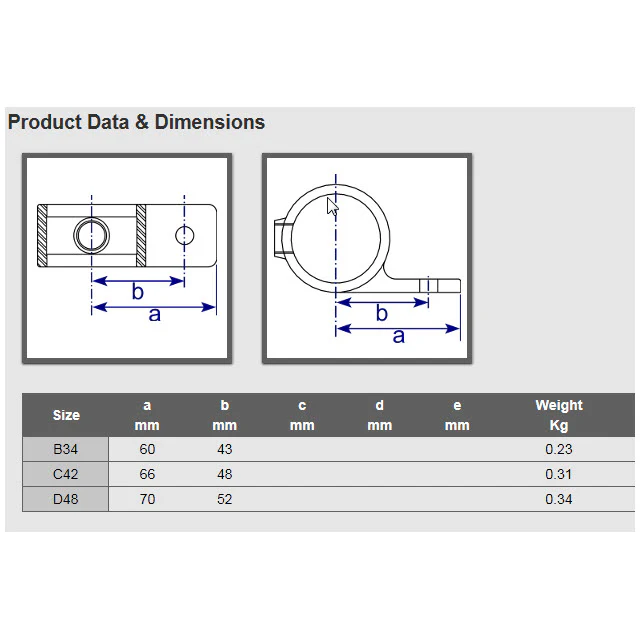 Single Lugged Bracket for 34mm Galvanised Pipe - Image 2