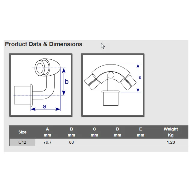 90 degree Disability External Post Elbow for 42mm Galv Pipe - Image 2