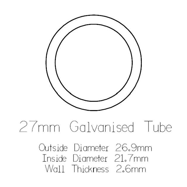 27mm Round Galvanised Pipe - 3 metre Length - Image 3