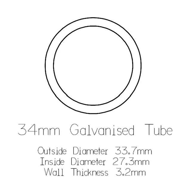 34mm Round Galvanised Pipe - 3 metre Length - Image 3