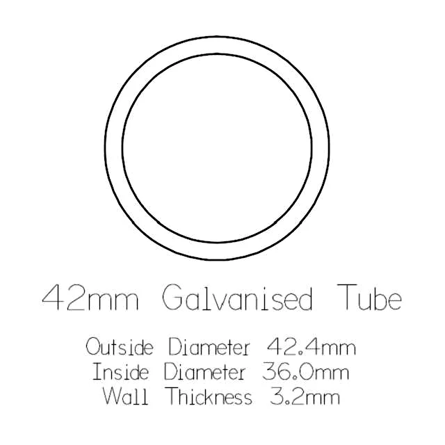 42mm Round Galvanised Pipe - 3 metre Length - Image 3