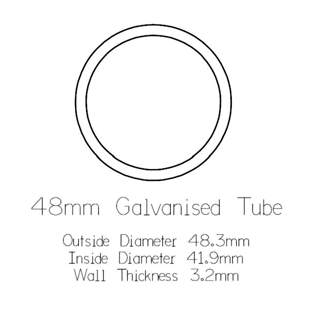 48mm Round Galvanised Pipe - 3 metre Length - Image 3