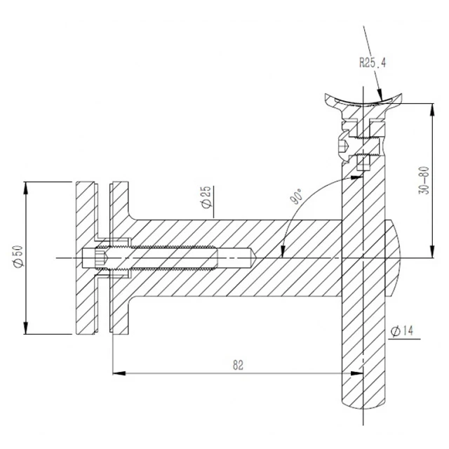 80mm Adjustable Bracket for Glass (Satin) - Image 4