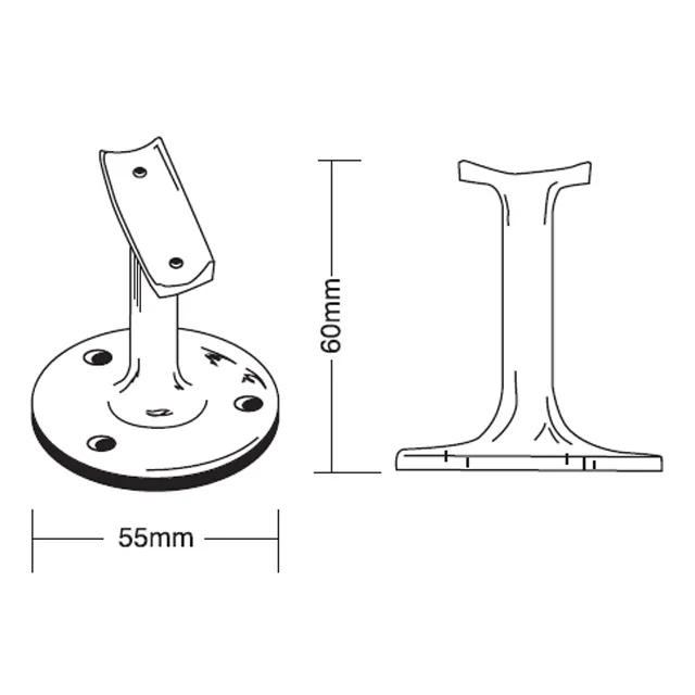 60mm Upright Handrail Brackets (Satin) - Image 2