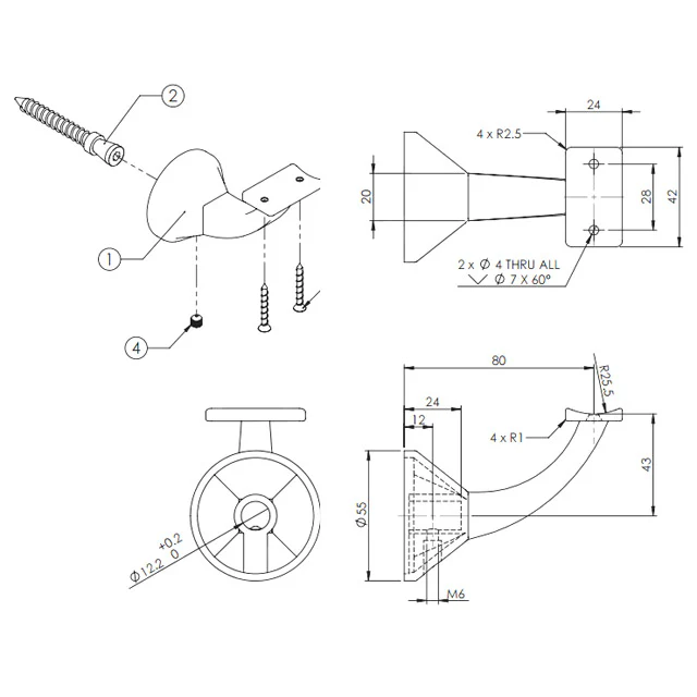 80mm Deluxe Handrail Brackets (Chrome) - Image 4