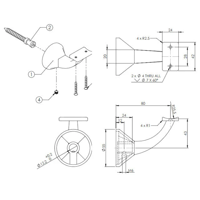 80mm Deluxe Handrail Brackets (White) - Image 3