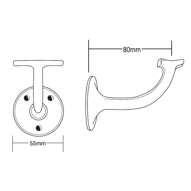 80mm Standard Handrail Brackets (Chrome) - Image 4