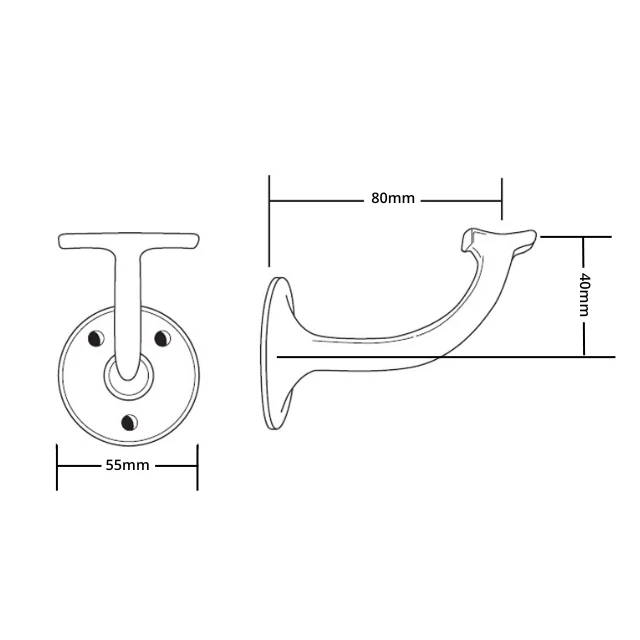 80mm Standard Handrail Brackets (Satin) - Image 4