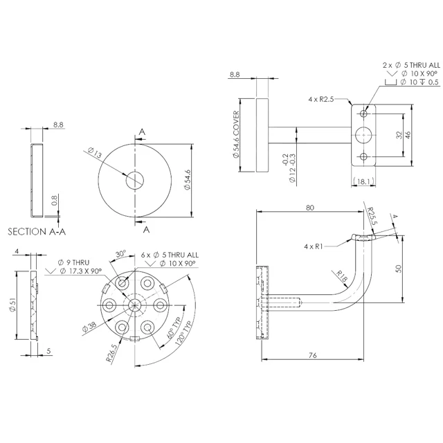 80mm Stainless Handrail Brackets - Curved Cradle (Satin) - Image 3
