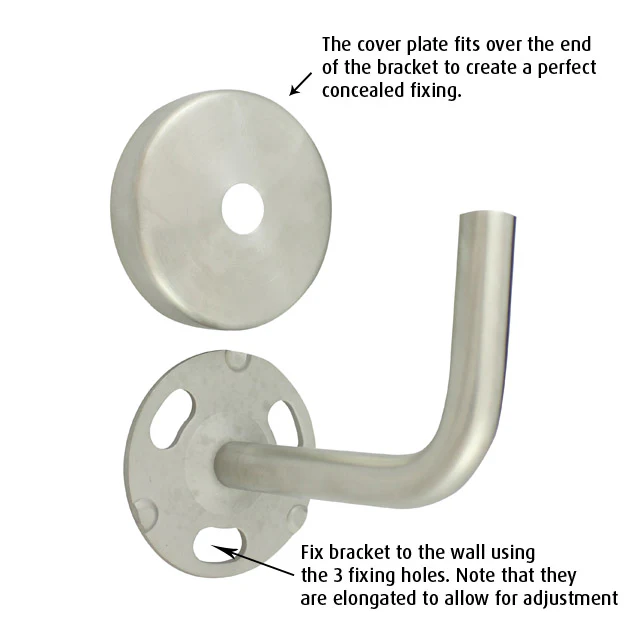 80mm Concealed Handrail Bracket - Curved Cradle (Satin) - Image 2