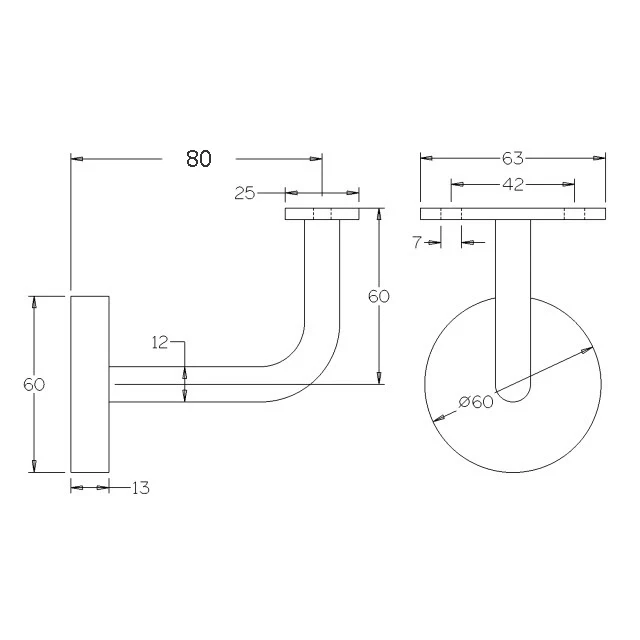 80mm Concealed Handrail Bracket - Flat Cradle (Mirror) - Image 3