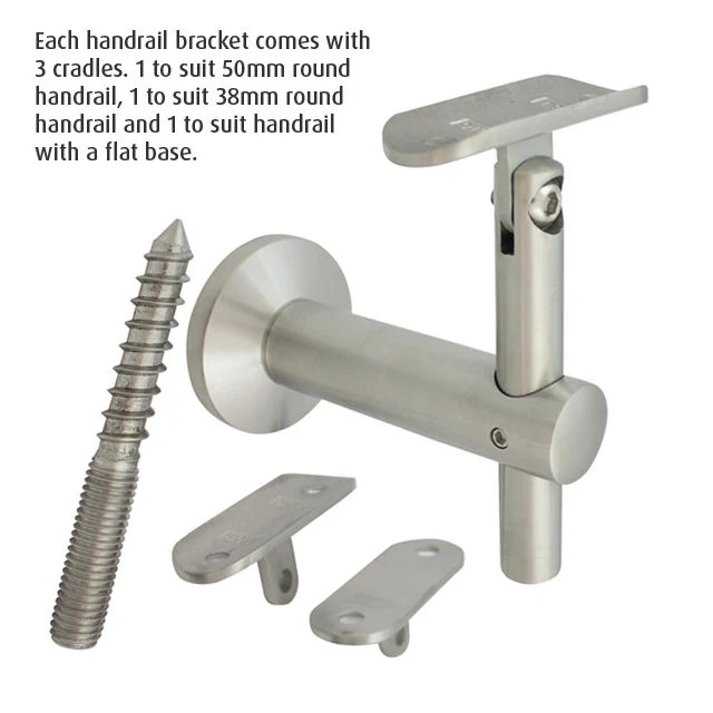 80mm Adjustable Handrail Brackets (Satin) - Image 2