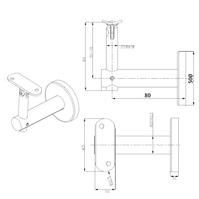 80mm Adjustable Handrail Brackets (Satin) - Image 4