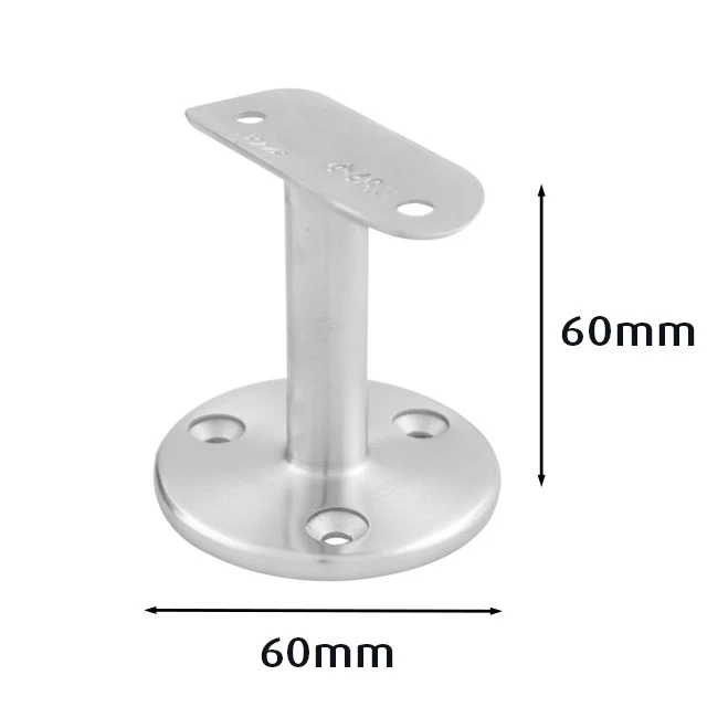 60mm Upright Stainless Handrail Brackets - Curved Cradle (Satin) - Image 2