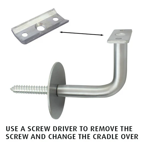 75mm HD Handrail Brackets - Round Cradle (Satin Finish) - Image 2