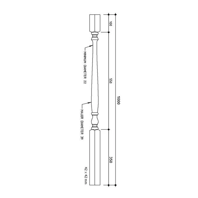 Tasman Turned Timber Balusters 1000x42sq (Vic Ash) - Image 3