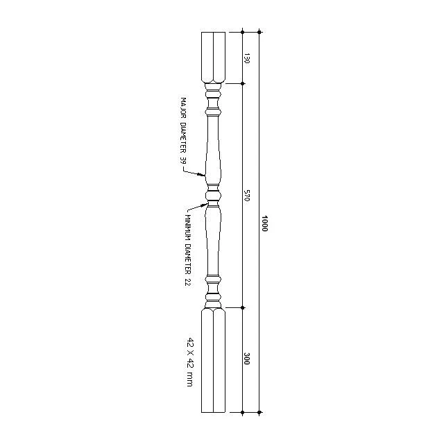No.1 Turned Timber Balusters 1000x42sq (Vic Ash) - Image 3