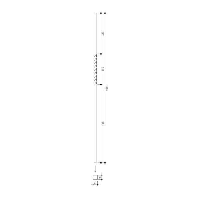 16mm square Single Twist Metal Balusters - Image 4