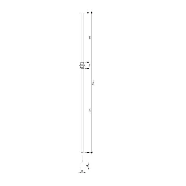 16mm square Single Knuckle Metal Balusters - Image 4