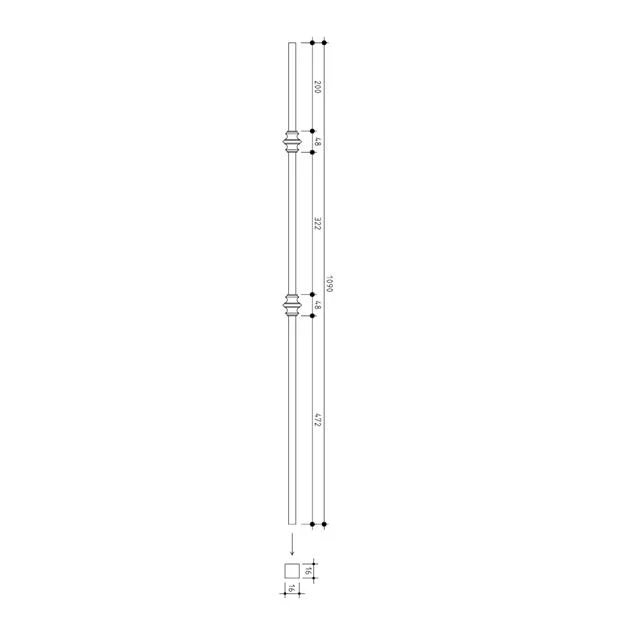 16mm square Double Knuckle Metal Balusters - Image 4