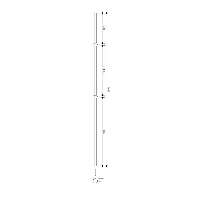 16mm round Double Knuckle Metal Balusters - Image 4