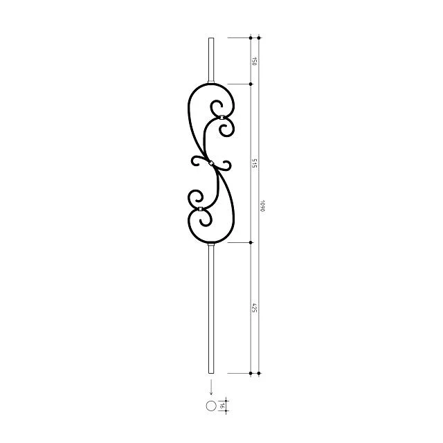 16mm round S Scroll Metal Balusters - Image 3