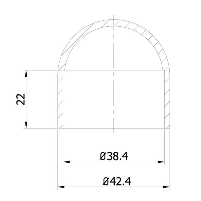 Designer Rail - 43mm diam - Domed End Cap (Satin) - Image 3